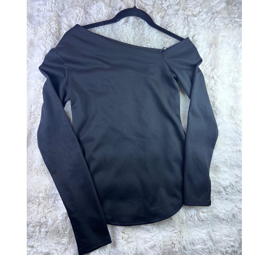Rachel Rachel Roy Black Off The Shoulder Long Sleeve Knit Top Sixe S A13